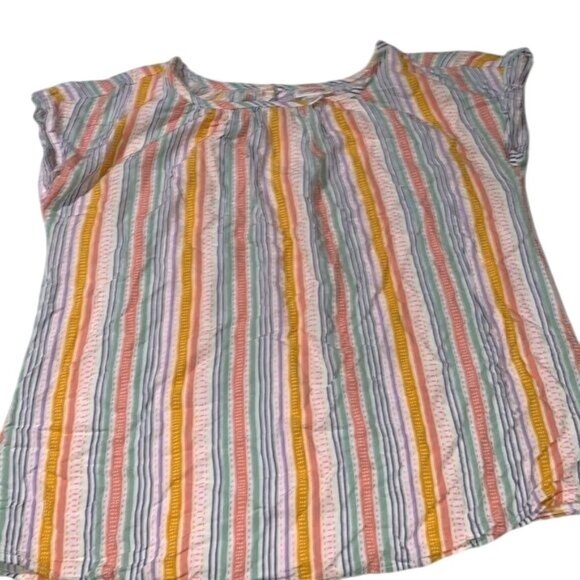 Cat & Jack Girls XL (14/16) Multicolor Striped Short Sleeve Rayon Top - Picture 1 of 5